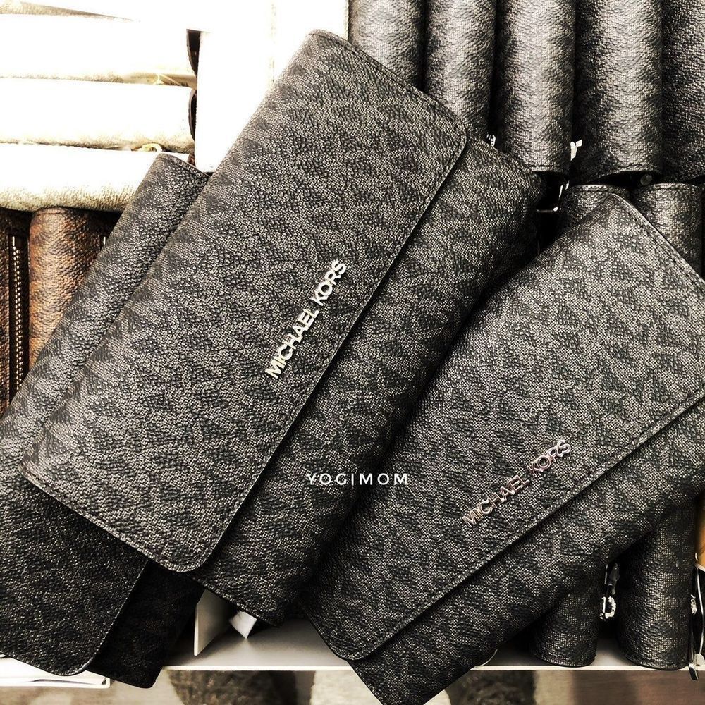 BUNDLE Michael Kors Jet set Travel Large MESSENGER Crossbody Purse Wallet Black - Picture 8 of 12